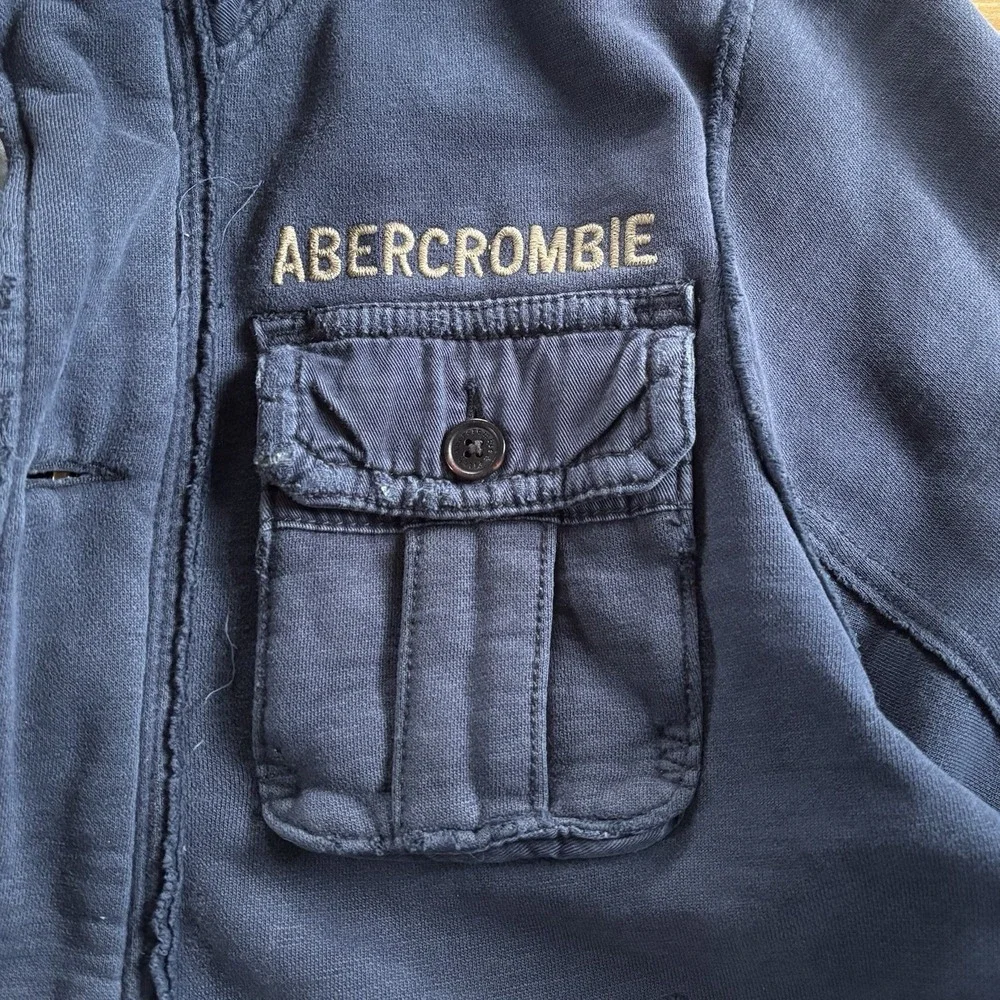VTG Abercrombie & Fitch Sentinel Military Cargo Jacket Coat Mens L Navy Blue